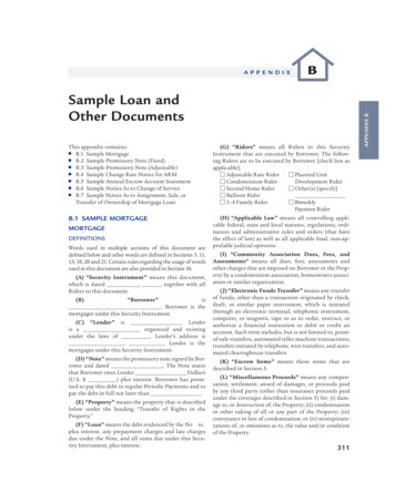 Sample Loan And Other Documents APPENDIX B - National Consumer Law Center
