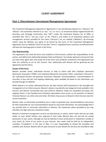 CLIENT AGREEMENT Part 1: Discretionary Investment Management . - Blooom