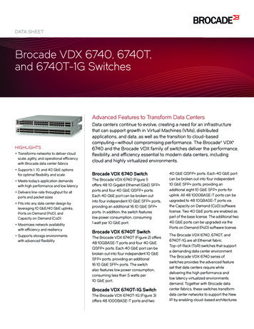Brocade VDX 6740, 6740T, And 6740T-1G Switches - Aspen Systems