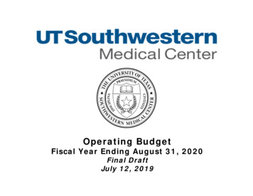 UT Southwestern Operating Budget FY2020