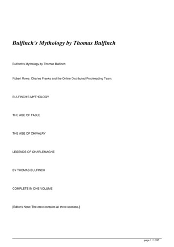 Bulfinch's Mythology By Thomas Bulfinch - Full Text Archive