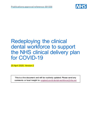 Redeploying The Clinical Dental Workforce To Support The NHS Clinical .