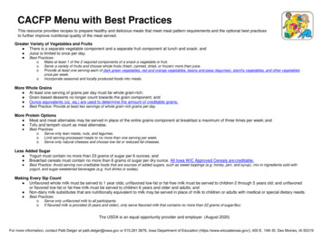 CACFP Menu With Best Practices - Iowa Department Of Education