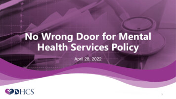 No Wrong Door For Mental Health Services Policy - Dhcs.ca.gov
