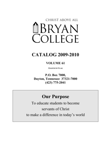 CATALOG 200 9 20 10 - Bryan.edu