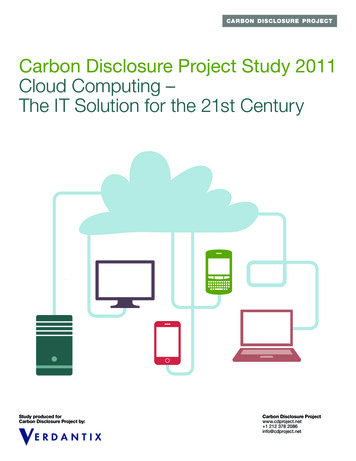 Carbon Disclosure Project Study 2011 Cloud Computing - AT&T