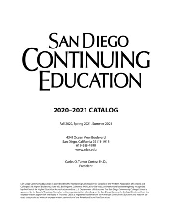 2020-2021 CATALOG - San Diego College Of Continuing Education
