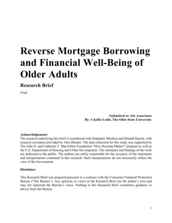 Reverse Mortgage Borrowing And Financial Well-Being Of Older Adults