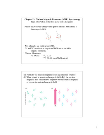 Chapter 13: Nuclear Magnetic Resonance (NMR) Spectroscopy