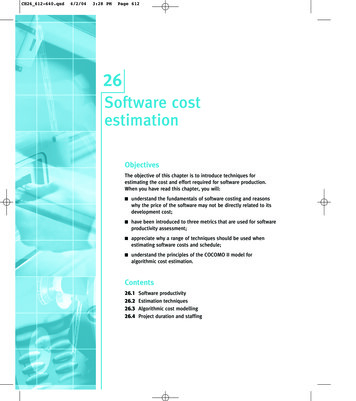 Software Cost Estimation - University Of St Andrews