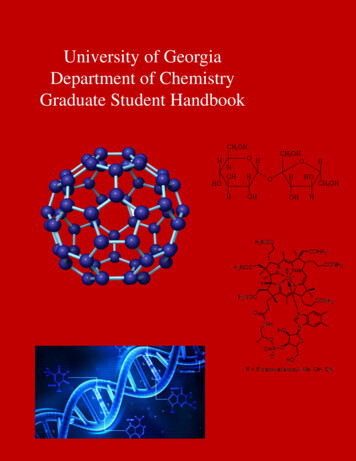 Chemistry Graduate Student Handbook - Department Of Chemistry