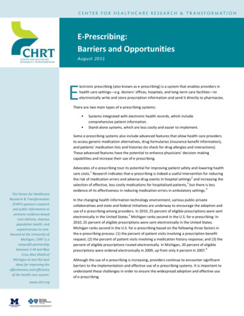 E-Prescribing: Barriers And Opportunities - CHRT
