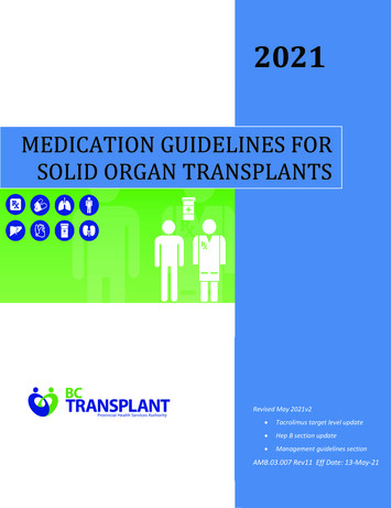 Medication Guidelines For Solid Organ Transplants
