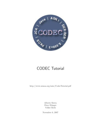 CODEC Tutorial - SourceForge