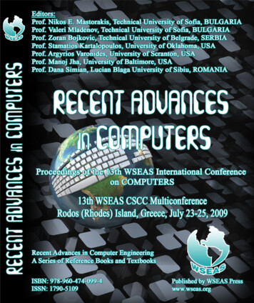 Recent Advances In Computers - WSEAS