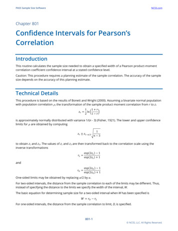 Confidence Intervals For Pearson's Correlation - NCSS