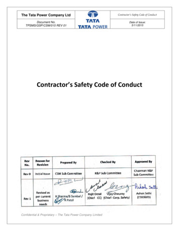 Contractor's Safety Code Of Conduct - Tata Power
