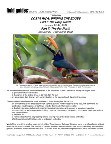 ITINERARY COSTA RICA: BIRDING THE EDGES Part I: The Deep South