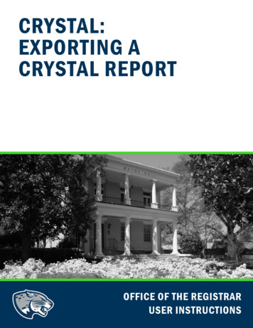 Crystal: Exporting A Crystal Report - Augusta University