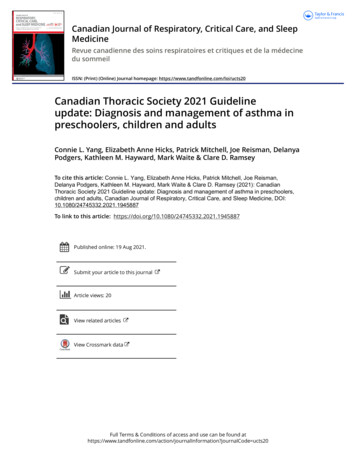 Canadian Thoracic Society 2021 Guideline Update: Diagnosis And .