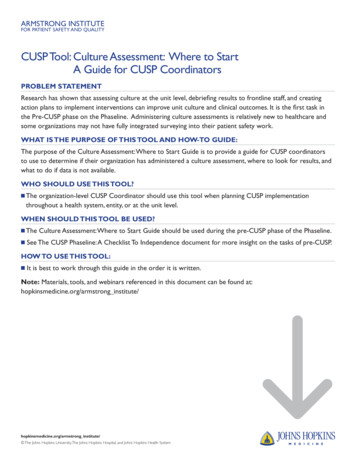 CUSP Tool: Culture Assessment: Where To Start - Hopkins Medicine