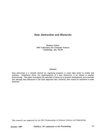 Data Abstraction And Hierarchy - Department Of Computer Science