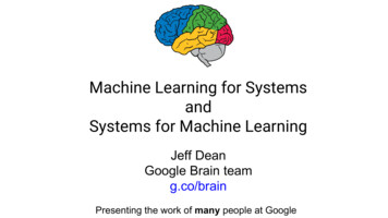 Systems For Machine Learning And Machine Learning For Systems Jeff Dean .