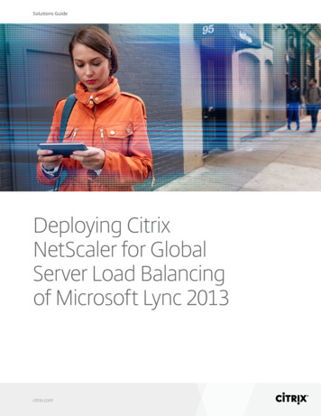 Deploying Citrix NetScaler For Global Server Load Balancing Of .