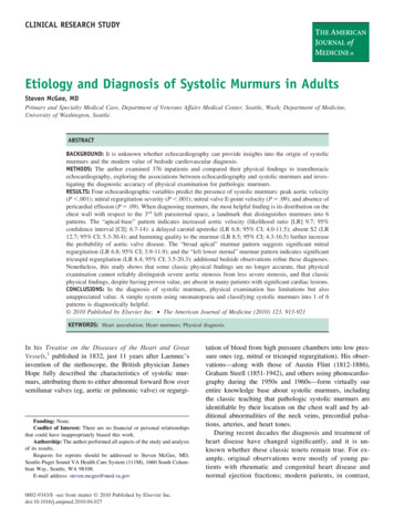 Etiology And Diagnosis Of Systolic Murmurs In Adults