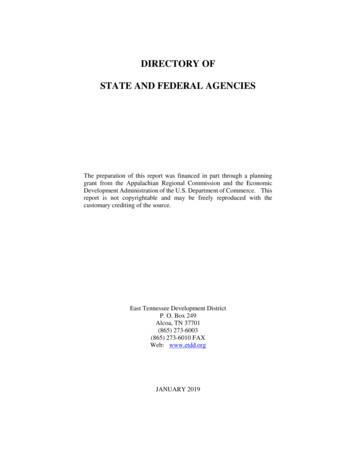Directory Of State And Federal Agencies - Etdd