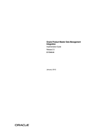 Oracle Product Master Data Management Integration 2.5 - Implementation .