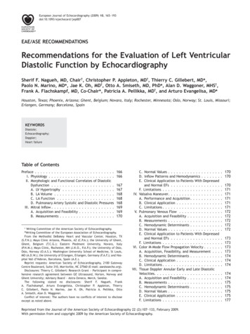 Recommendations For The Evaluation Of Left Ventricular Diastolic .