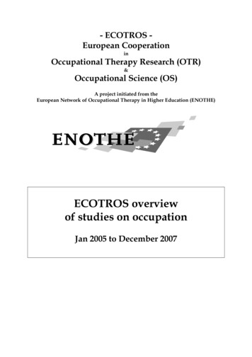 ECOTROS Overview Of Studies On Occupation - Uniklinik-freiburg.de