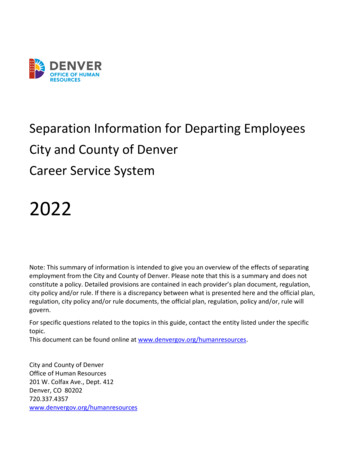 Separation Information For Departing Employees - Denver