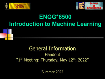 ENGG*6500 Introduction To Machine Learning