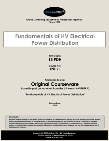 Fundamentals Of HV Electrical Power Distribution - Online-PDH