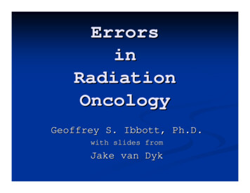 Errors In Radiation Oncology - MD Anderson Cancer Center