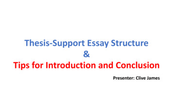 Thesis-Support Essay Structure Tips For . - South Plains College