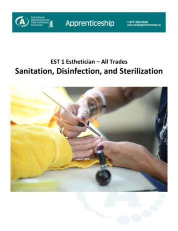 EST 1 Esthetician All Trades Sanitation, Disinfection, And . - SATCC