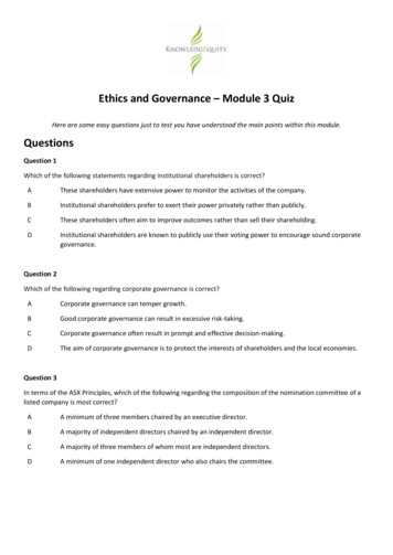 Ethics And Governance Module 3 Quiz - KnowledgEquity
