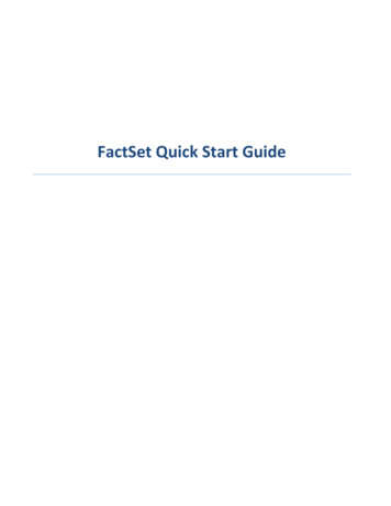FactSet Quick Start Guide - University Of Toronto