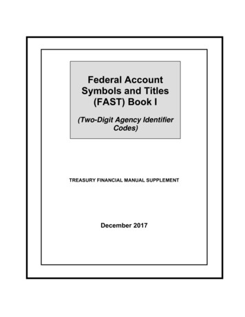 Federal Account Symbols And Titles (FAST) Book I