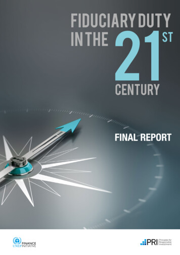 Fiduciary Duty 21st Century Final Report - Finance Initiative