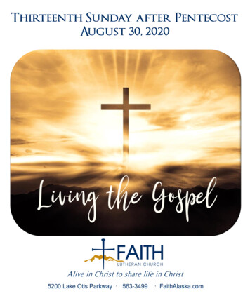 Thirteenth Sunday After Pentecost August 30, 2020