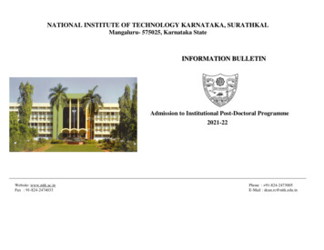 NATIONAL INSTITUTE OF TECHNOLOGY KARNATAKA, SURATHKAL Mangaluru- 575025 .
