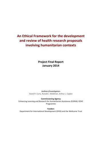 An Ethical Framework For The Development And Review Of Health Research .