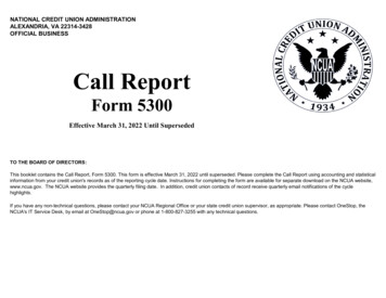 5300 Call Report Form March 2022 Draft - National Credit Union .