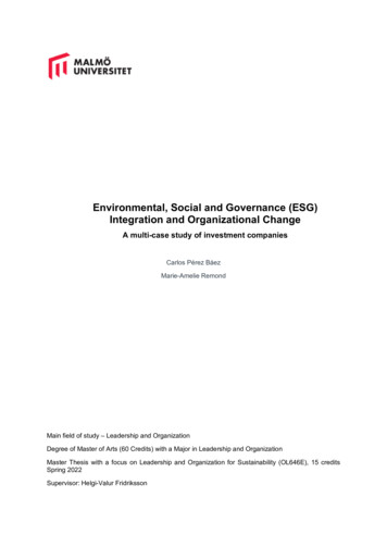 Integration And Organizational Change Environmental, Social And .