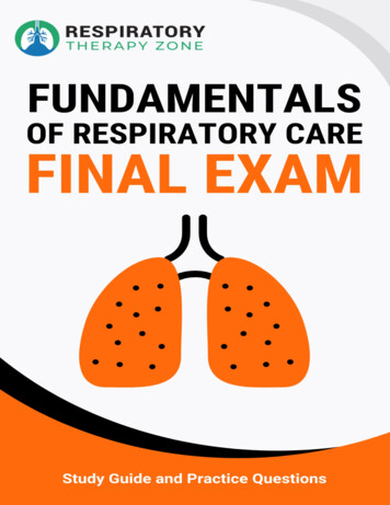 Fundamentals Of Respiratory Care Final Exam Study Guide