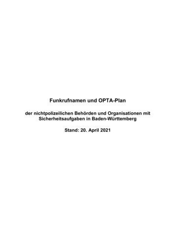Funkrufnamen Und OPTA-Plan - Lfs-bw.de